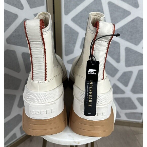 Sorel Women Brex Chelsea Boot Leather Natural/Sea Salt Chunky Platform Sole 7.5 - Picture 5 of 9